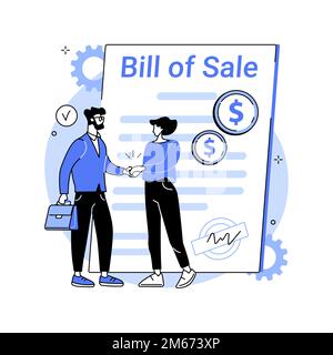 Bill of sale abstract concept vector illustration. Written selling legal document, transfer ownership of goods, execution of a sales contract, securit Stock Vector