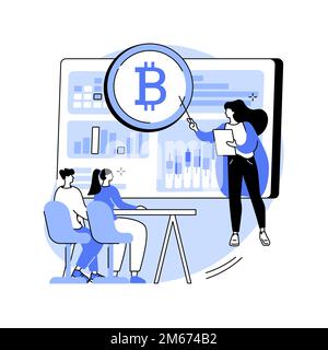 Cryptocurrency trading courses abstract concept vector illustration. Crypto trade academy, smart contracts, digital tokens and blockchain technology, Stock Vector
