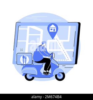 Food delivery abstract concept vector illustration. Products shipping during coronavirus, safe shopping, self-isolation servies, online order, stay ho Stock Vector