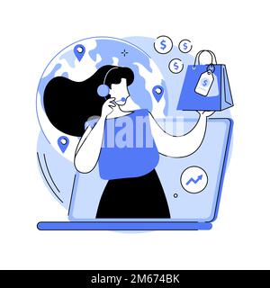 Virtual sales abstract concept vector illustration. Remote selling method, sales team, online promotion, assistant training, professional telemarketin Stock Vector
