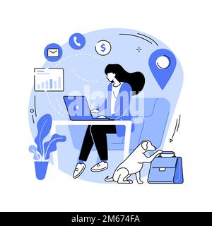 Remote worker abstract concept vector illustration. Freelance worker, remote work, flexible employee schedule, online job, distance team, outsource pr Stock Vector