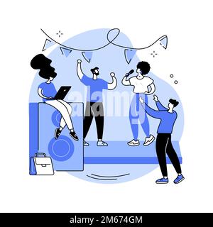 Office fun abstract concept vector illustration. Rest break at work, office fun game, stress management, sport zone, colleagues playing together, team Stock Vector