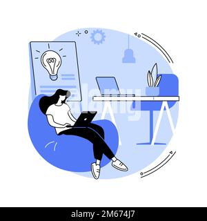 Modern workplace abstract concept vector illustration. Modern working environment, smart IoT workplace, employee happiness, boost productivity, contem Stock Vector
