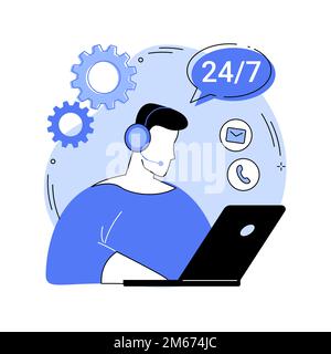 Customer support abstract concept vector illustration. Tech support, telemarketing, provide customer service, management software, online chat, help c Stock Vector