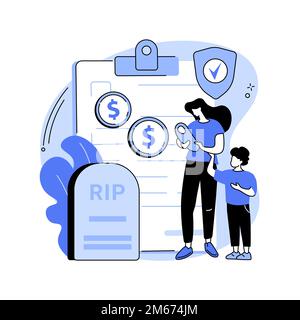 Survivors benefit abstract concept vector illustration. Social security administration, family member die, worker income, death certificate, grieving Stock Vector