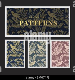Pastel birds in nature seamless patterned background vector Stock Vector