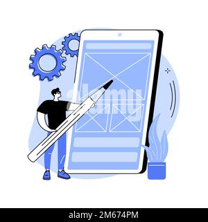 Prototyping abstract concept vector illustration. Design concept, user testing, UX, website draft version, interface idea, creative work, landing page Stock Vector