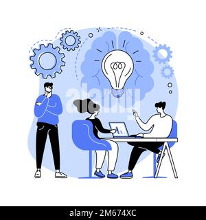 Brainstorming abstract concept vector illustration. Teamwork, brainstorming tools, idea management, creative team, working process, finding solution, Stock Vector