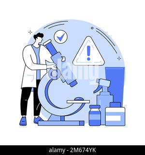Product safety control abstract concept vector illustration. Manufacturing equipment, product testing and inspection job, protection sign, information Stock Vector