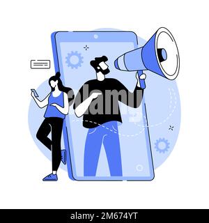 Post engagement abstract concept vector illustration. Social media posting, create engaging post, generate engagement, follower interaction, interacti Stock Vector