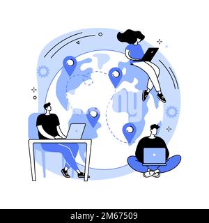 Outsourcing abstract concept vector illustration. Business process outsourcing, outplacement, offshore software development, freelance job, recruitmen Stock Vector