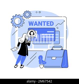 Wanted employees abstract concept vector illustration. Vacant job position, searching employees, open vacancies, join our team, we are hiring, staff w Stock Vector