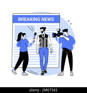 Yellow press abstract concept vector illustration. Yellow journalism, online press, paparazzi news feed, celebrity scandal, create sensation, eye-catc Stock Vector