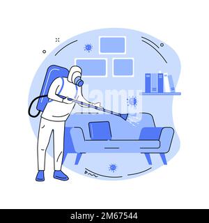 Home sterilization services abstract concept vector illustration. House cleaning, surface sanitizing, personal hygiene, preventing disease, coronaviru Stock Vector