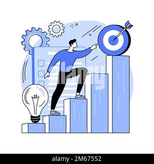Business mission abstract concept vector illustration. Mission statement, business goals and philosophy, company vision, core values, customer engagem Stock Vector