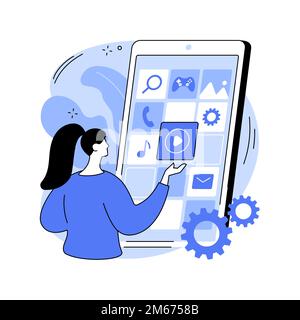 Native mobile app abstract concept vector illustration. Smartphone application, programming language, operating system, online store, marketplace, web Stock Vector