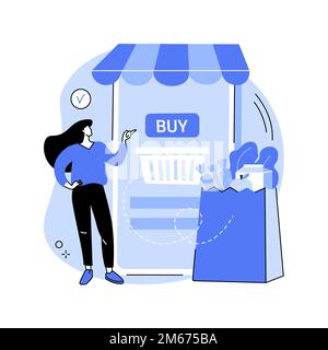 Digital supermarket abstract concept vector illustration. Digital purchase, information technology, online payment, grocery store, mobile retail appli Stock Vector