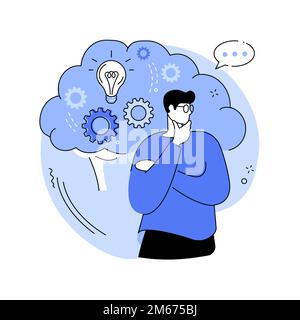 Thinking abstract concept vector illustration. Critical thinking, imagination, positive thought, brainstorming process, brain activity, finding soluti Stock Vector
