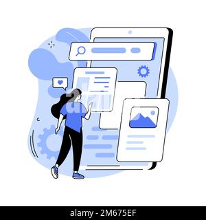 Usability testing abstract concept vector illustration. User experience test, website usability, software development, testing service, web page eleme Stock Vector