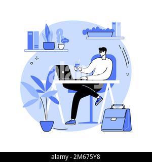 Biophilic design in workspace abstract concept vector illustration. Biophilic room, eco-friendly workspace, green office design trend, bring outdoors Stock Vector