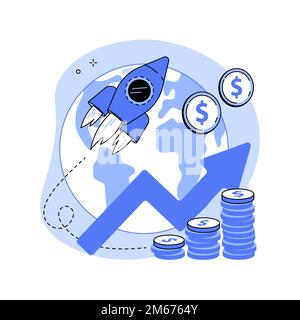 Economic development abstract concept vector illustration. World economy ranking, market economy, price stability, employment, monetary and fiscal pol Stock Vector