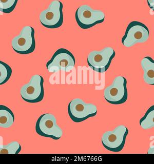 Avocados on pink seamless pattern background vector Stock Vector