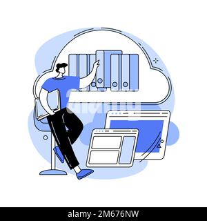 Cloud storage abstract concept vector illustration. Digital hosted storage, database security, data infrastructure service, cloud computing, informati Stock Vector