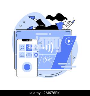 SmartTV technology abstract concept vector illustration. Internet television, online streaming technology, smart TV accessories, home cinema entertain Stock Vector