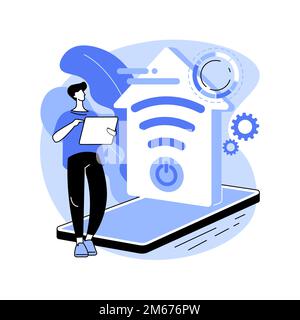 Smart home 2.0 abstract concept vector illustration. next generation IoT, home with cognitive intelligence, indoor infrastructure, smart living enviro Stock Vector
