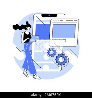 Microsite development abstract concept vector illustration. Microsite web development, small internet site, graphic design service, landing page, soft Stock Vector
