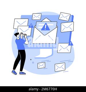Spam abstract concept vector illustration. Unsolicited electronic messages distribution, malware spreading, junk email, set mail filter, web security Stock Vector