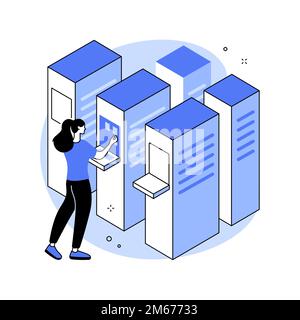 Data center abstract concept vector illustration. Colocation data center, centralized computer system, remote storage, database networking, supercompu Stock Vector