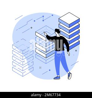 Database abstract concept vector illustration. Online database, data architecture, information storage service, cloud computing, application platform, Stock Vector