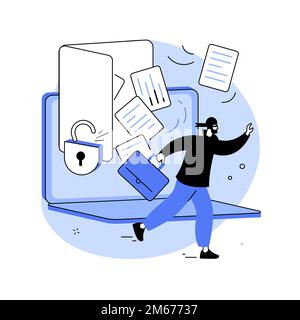 Data leakage abstract concept vector illustration. Data breaches, info leakage prevention, encryption for databases, network security incident, confid Stock Vector
