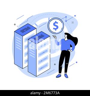 Data monetization abstract concept vector illustration. Data business strategy, information monetization, monetizing data services, selling database, Stock Vector