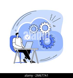 Cloud based engine abstract concept vector illustration. Infrastructure as a service, virtual machine application, provider, cloud based engine on-dem Stock Vector