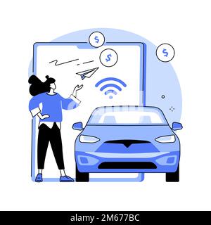In vehicle payments abstract concept vector illustration. Payment system, in-car technology, modern retail services, in vehicle service, drive-through Stock Vector