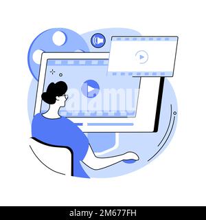 Video design abstract concept vector illustration. Video editing software, projection design course, scenic designer service, professional freelance e Stock Vector