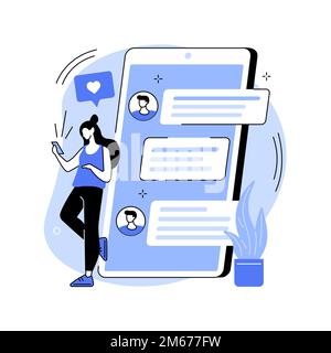 Messaging application abstract concept vector illustration. Texting desktop application, mobile phone chat app, messaging mobile soft, social media me Stock Vector