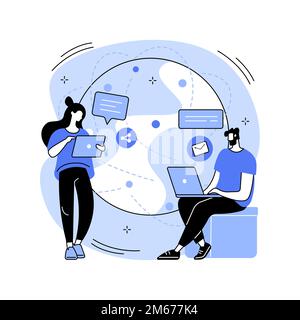 Global web connection abstract concept vector illustration. Global network communication, satellite navigation system, internet access, remote server, Stock Vector