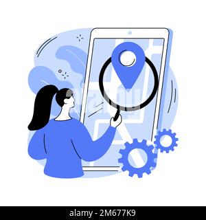 Mobile tracking soft abstract concept vector illustration. Monitoring software, navigation mobile app, gps tracking application, anti-theft soft, kids Stock Vector