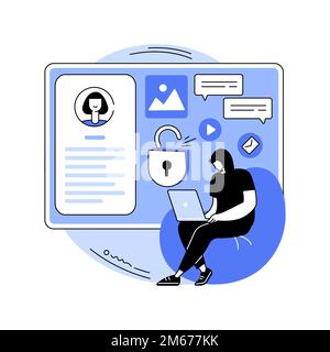Cyberstalking abstract concept vector illustration. Pursuit of social identity, online false accusations, cyberstalking, internet harassment, cyber cr Stock Vector