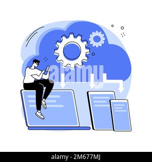 Cloud connection abstract concept vector illustration. Connectivity method, remote central storage, online data transfer, database connection, interne Stock Vector