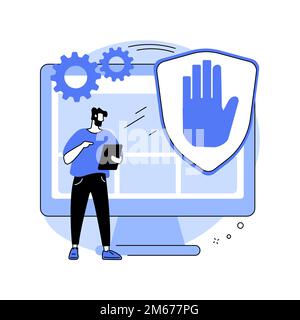 Ad blocking software abstract concept vector illustration. Removing online advertising, ad filtering tools, internet browser extension, plug-ins and a Stock Vector