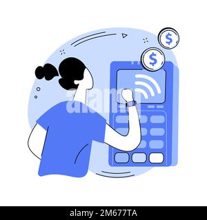 Smartwatch payment abstract concept vector illustration. NFC connection, wearable technology, paying with smartwatch, smart accessories, convenient pa Stock Vector