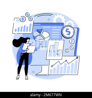 Financial data management abstract concept vector illustration. Financial services software, business strategy, digital data report, risk management, Stock Vector