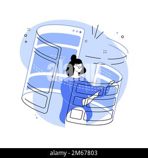 CMS development abstract concept vector illustration. CMS, program development service, online content management system, website interface design, UI Stock Vector