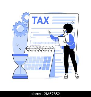 Tax payment deadline abstract concept vector illustration. Tax planning and preparation, vat payment deadline reminder, fiscal year calendar, estimate Stock Vector