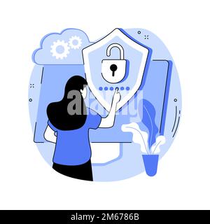 Cyber security abstract concept vector illustration. Protection of networks and data from damage, unauthorized access and cyberattack, information tec Stock Vector