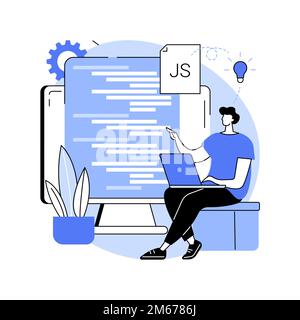 JavaScript abstract concept vector illustration. Game engine, JS development, web programming, JavaScript language, website project, mobile applicatio Stock Vector